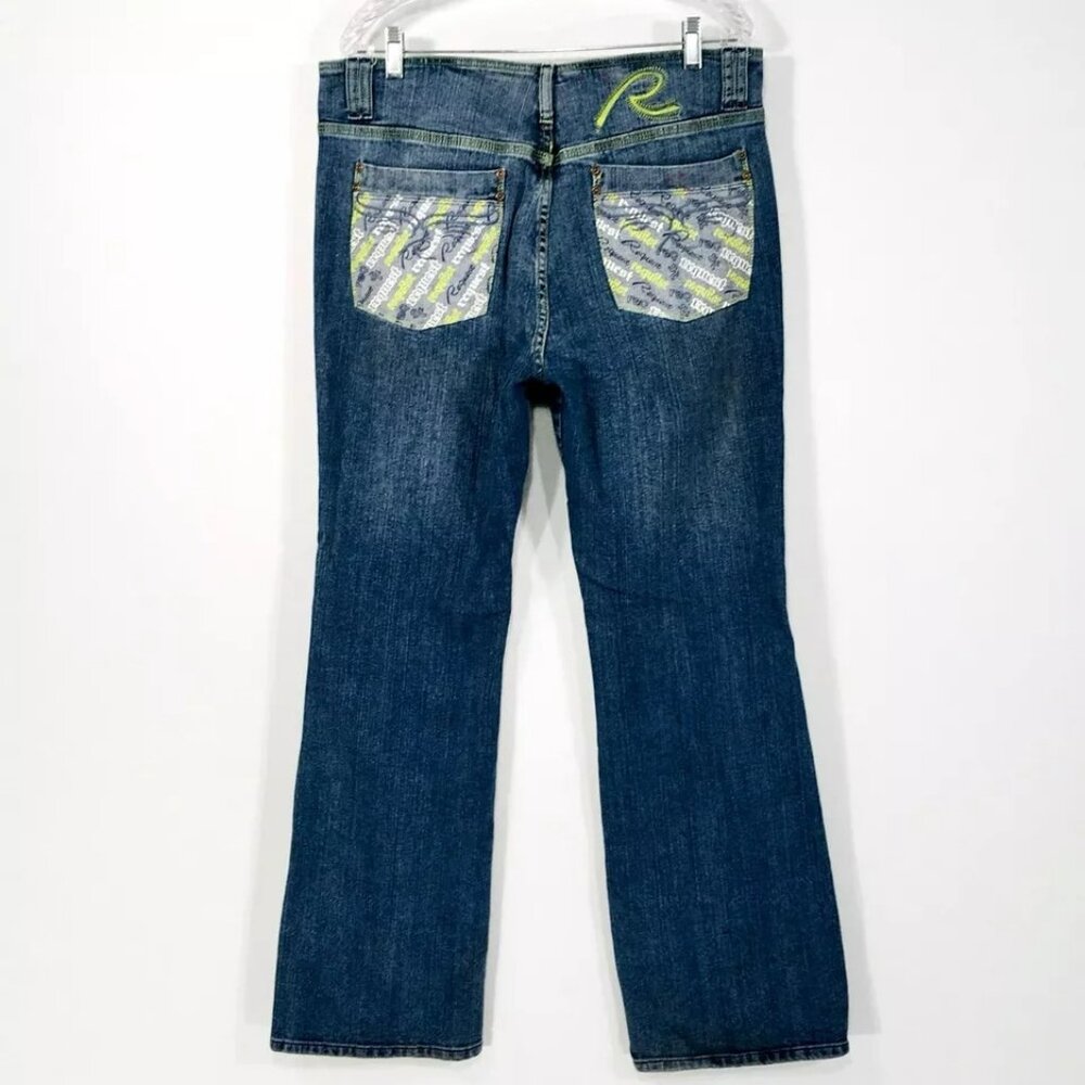 VINTAGE Request Jeans Mens 34X32 Embroidered Denim Distressed Y2K